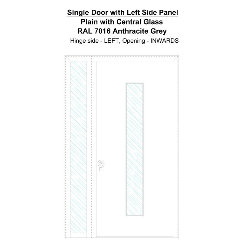 Sd1sp(left) Plain With Central Glass Ral 7016 Anthracite Grey Security Door