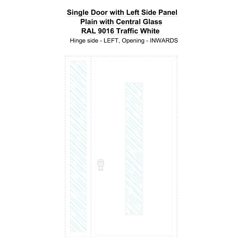 Sd1sp(left) Plain With Central Glass Ral 9016 Traffic White Security Door