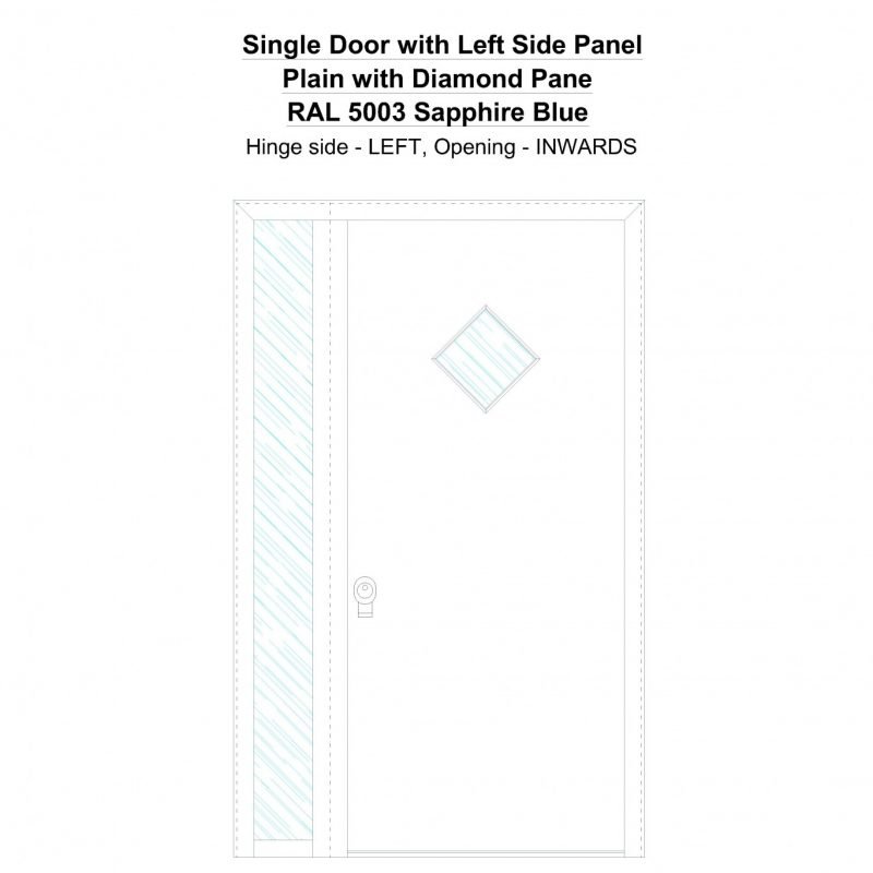 Sd1sp(left) Plain With Diamond Pane Ral 5003 Sapphire Blue Security Door