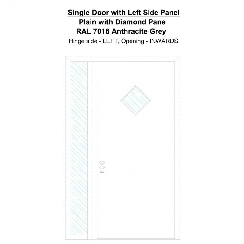 Sd1sp(left) Plain With Diamond Pane Ral 7016 Anthracite Grey Security Door