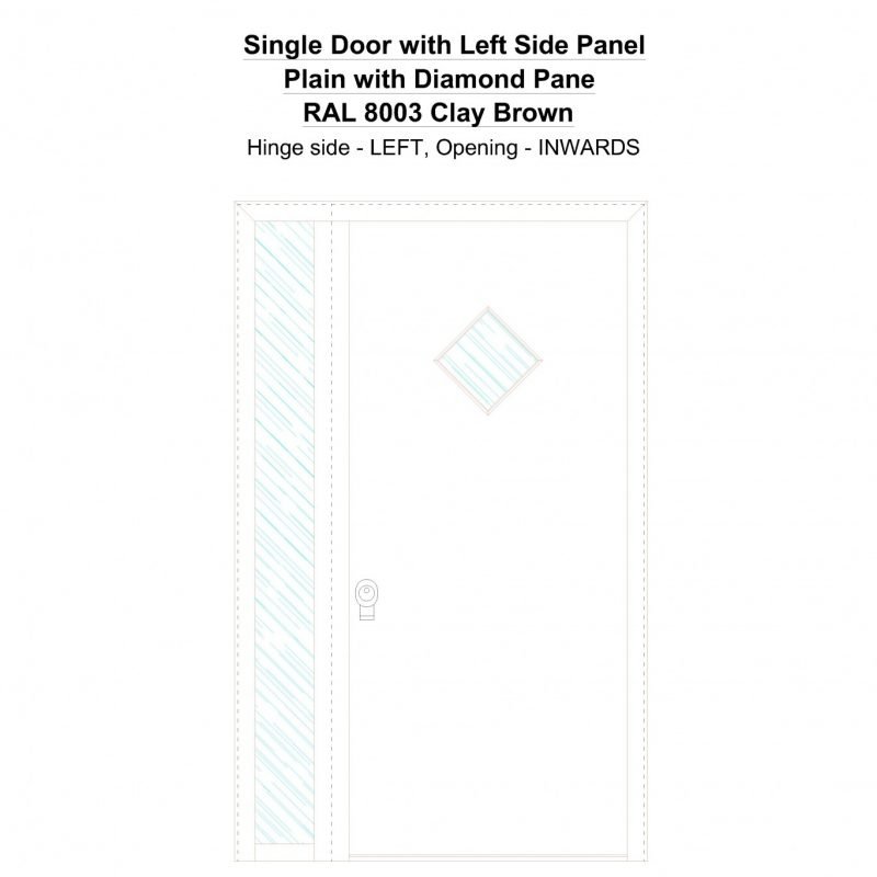 Sd1sp(left) Plain With Diamond Pane Ral 8003 Clay Brown Security Door