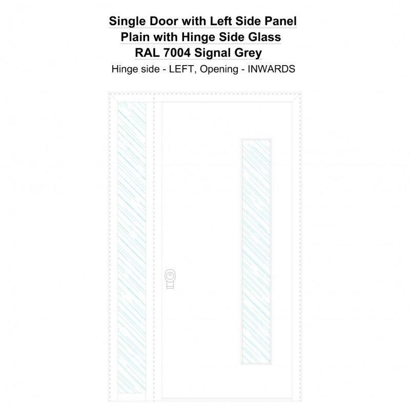 Sd1sp(left) Plain With Hinge Side Glass Ral 7004 Signal Grey Security Door