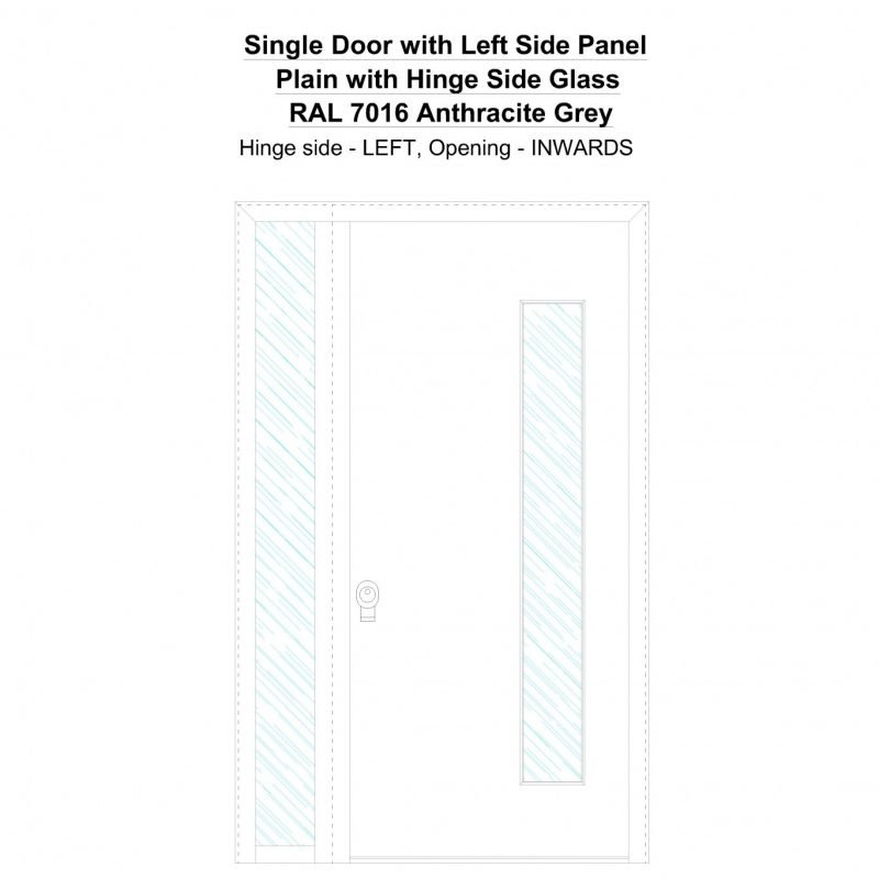 Sd1sp(left) Plain With Hinge Side Glass Ral 7016 Anthracite Grey Security Door