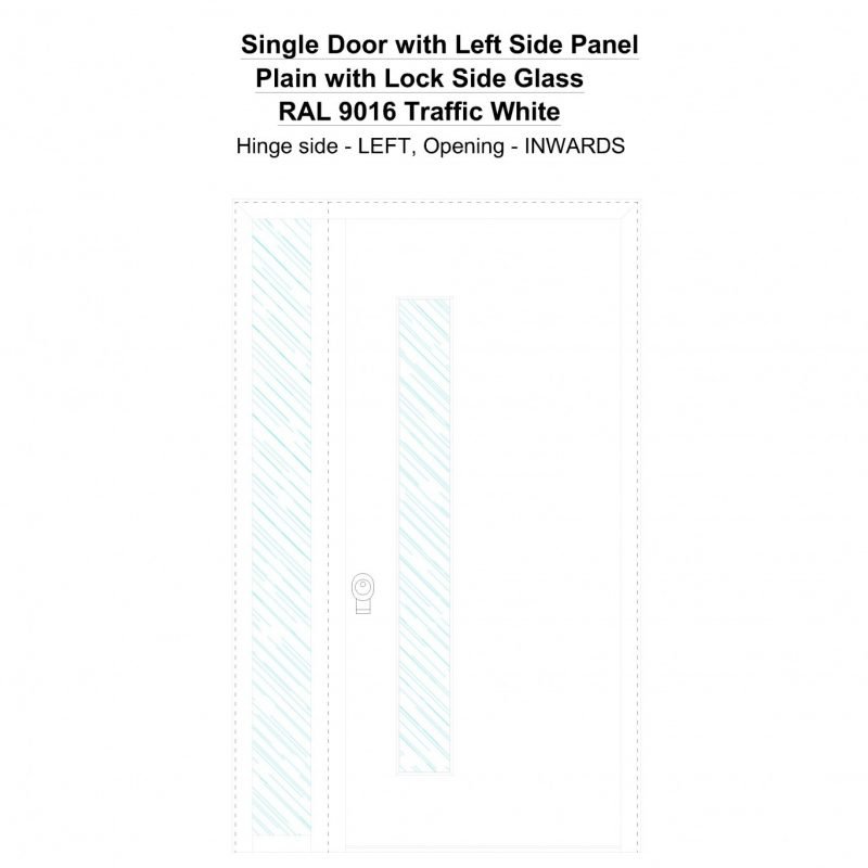 Sd1sp(left) Plain With Lock Side Ral 9016 Traffic White Security Door