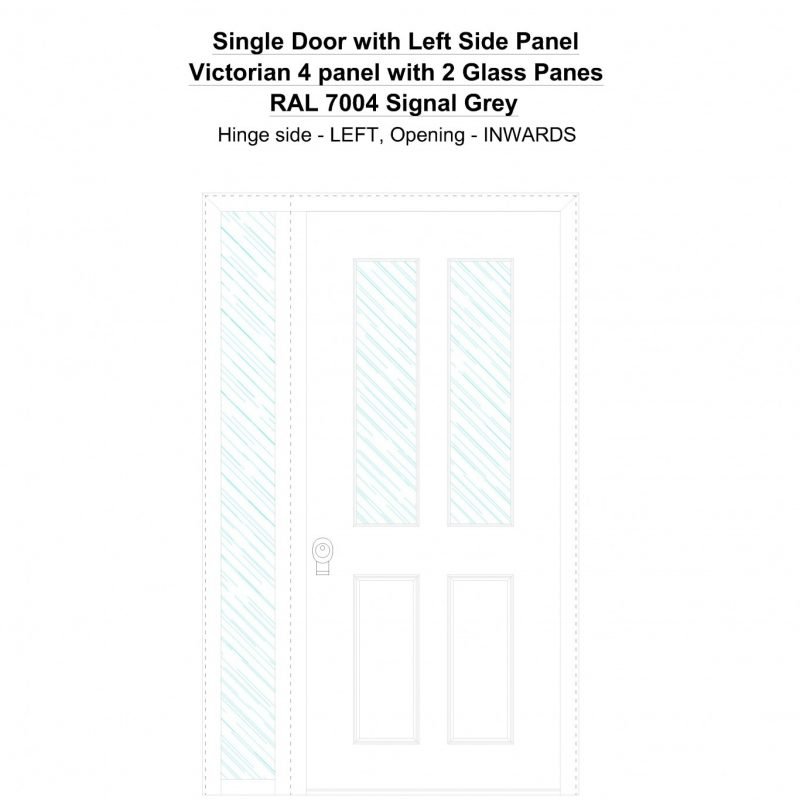 Sd1sp(left) Victorian 4 Panel With 2 Glass Panes Ral 7004 Signal Grey Security Door