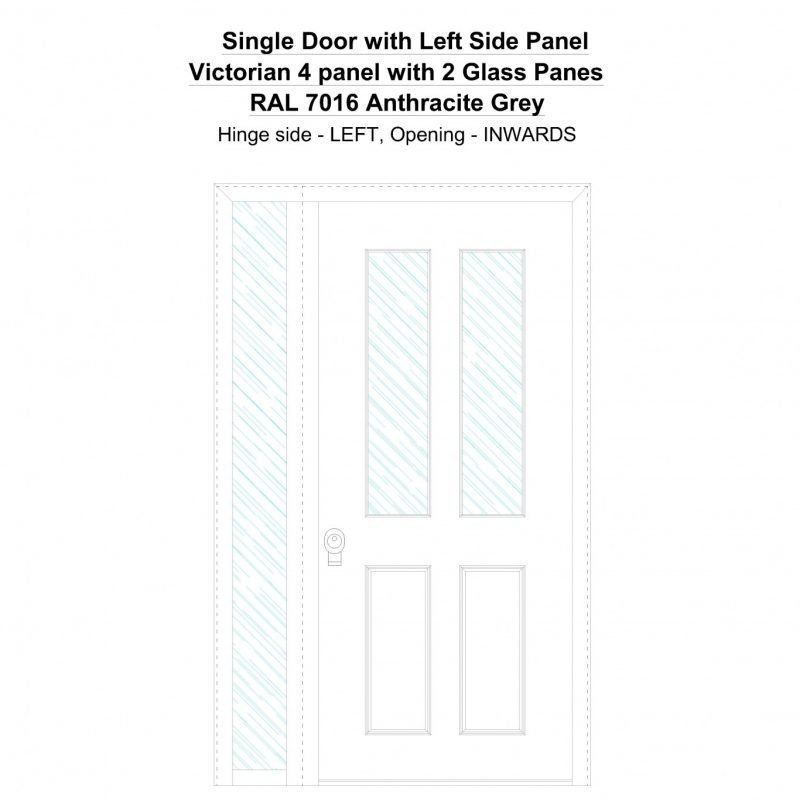 Sd1sp(left) Victorian 4 Panel With 2 Glass Panes Ral 7016 Anthracite Grey Security Door