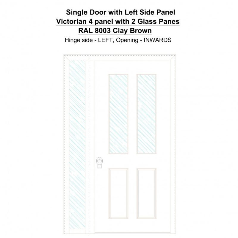 Sd1sp(left) Victorian 4 Panel With 2 Glass Panes Ral 8003 Clay Brown Security Door