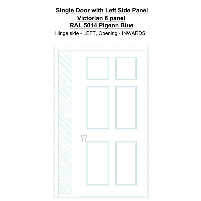 Sd1sp(left) Victorian 6 Panel Ral 5014 Pigeon Blue Security Door