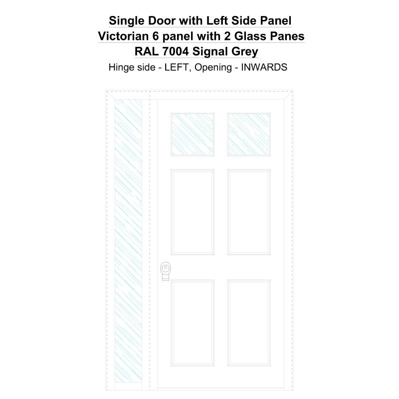 Sd1sp(left) Victorian 6 Panel With 2 Glass Panes Ral 7004 Signal Grey Security Door
