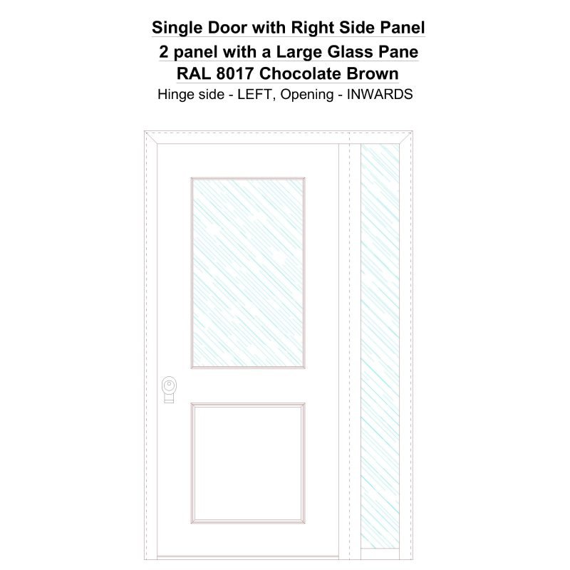 Sd1sp(right) 2 Panel With A Large Glass Pane Ral 8017 Chocolate Brown Security Door