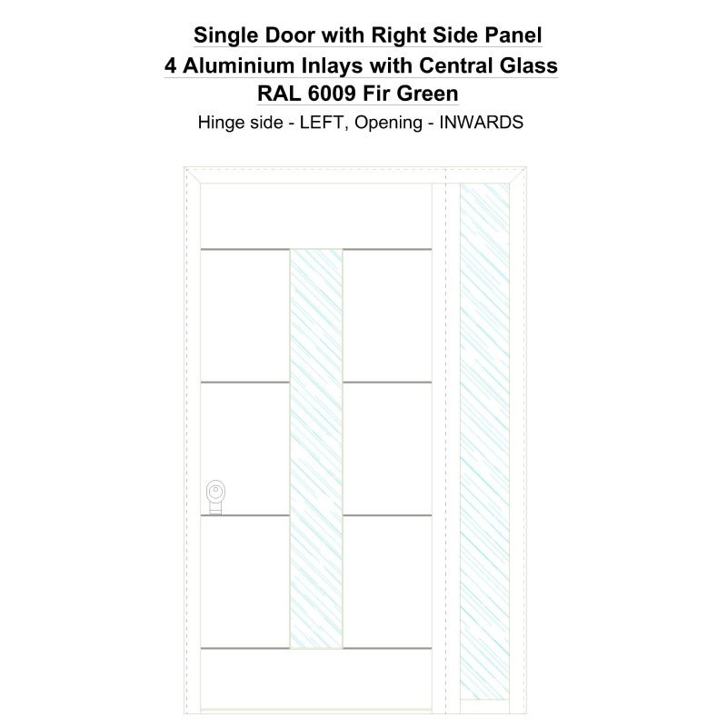 Sd1sp(right) 4 Aluminium Inlays With Central Glass Ral 6009 Fir Green Security Door