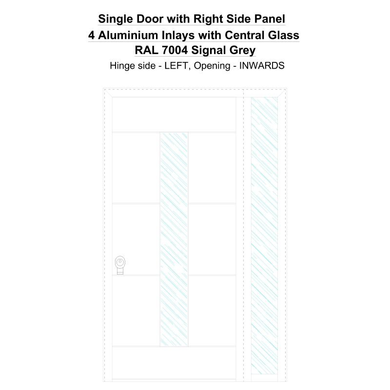 Sd1sp(right) 4 Aluminium Inlays With Central Glass Ral 7004 Signal Grey Security Door