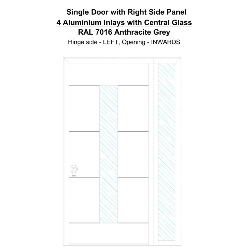 Sd1sp(right) 4 Aluminium Inlays With Central Glass Ral 7016 Anthracite Grey Security Door