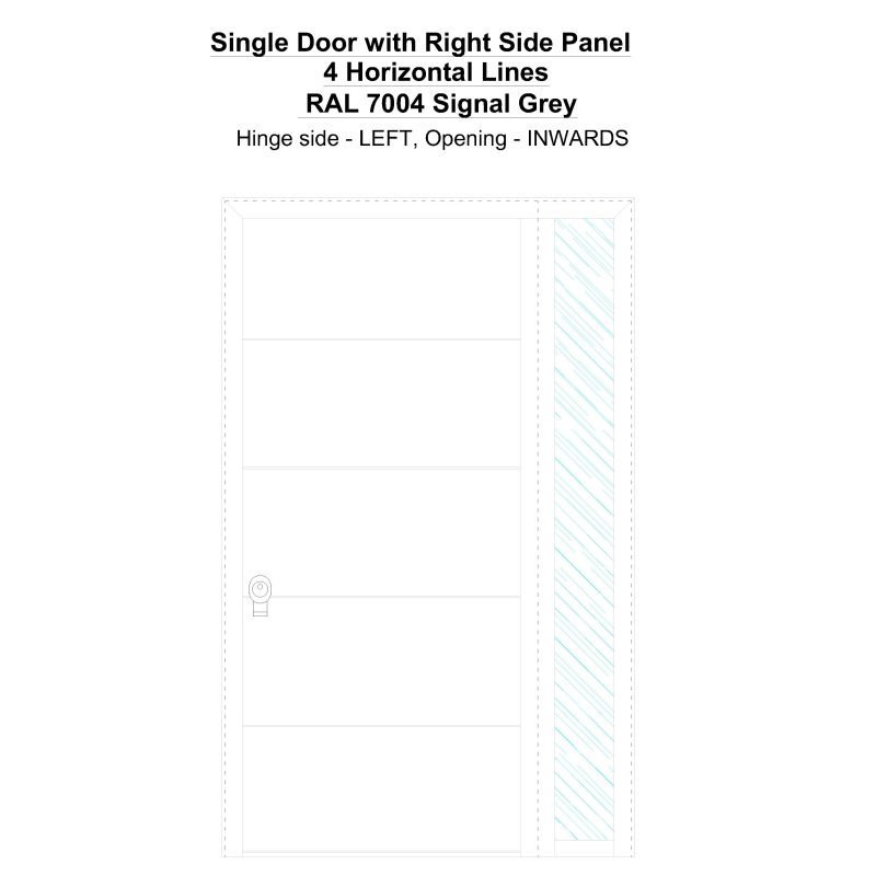 Sd1sp(right) 4 Horizonral Lines Ral 7004 Signal Grey Security Door