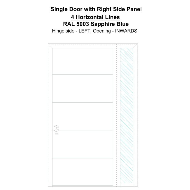 Sd1sp(right) 4 Horizontal Lines Ral 5003 Sapphire Blue Security Door