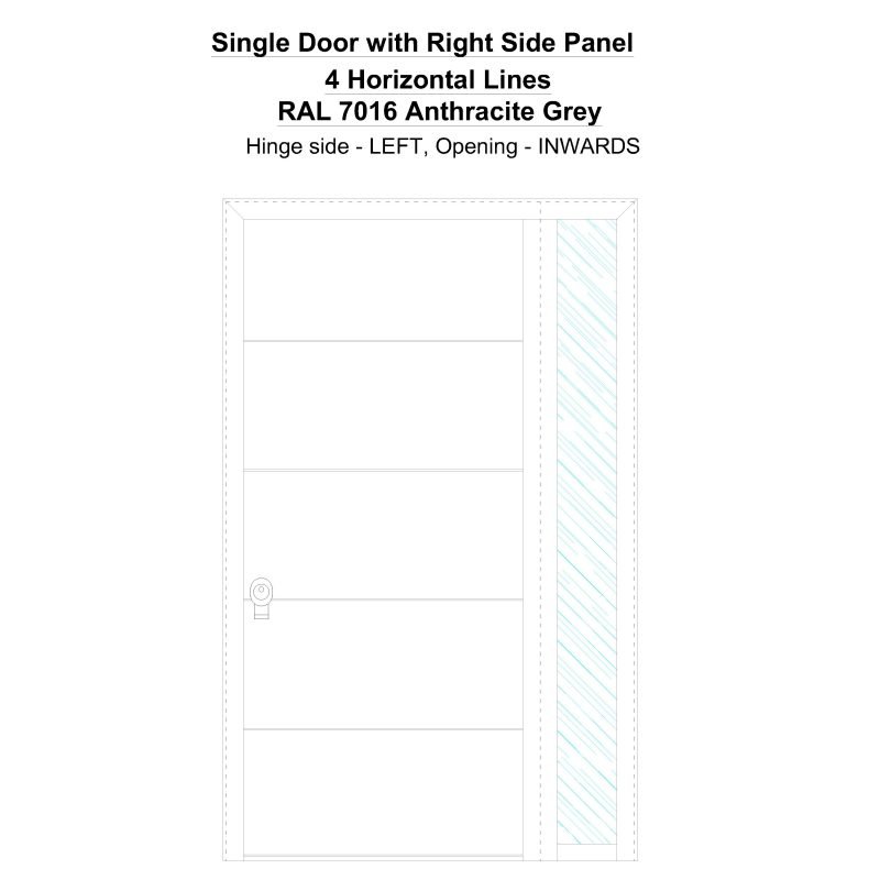 Sd1sp(right) 4 Horizontal Lines Ral 7016 Anthracite Grey Security Door