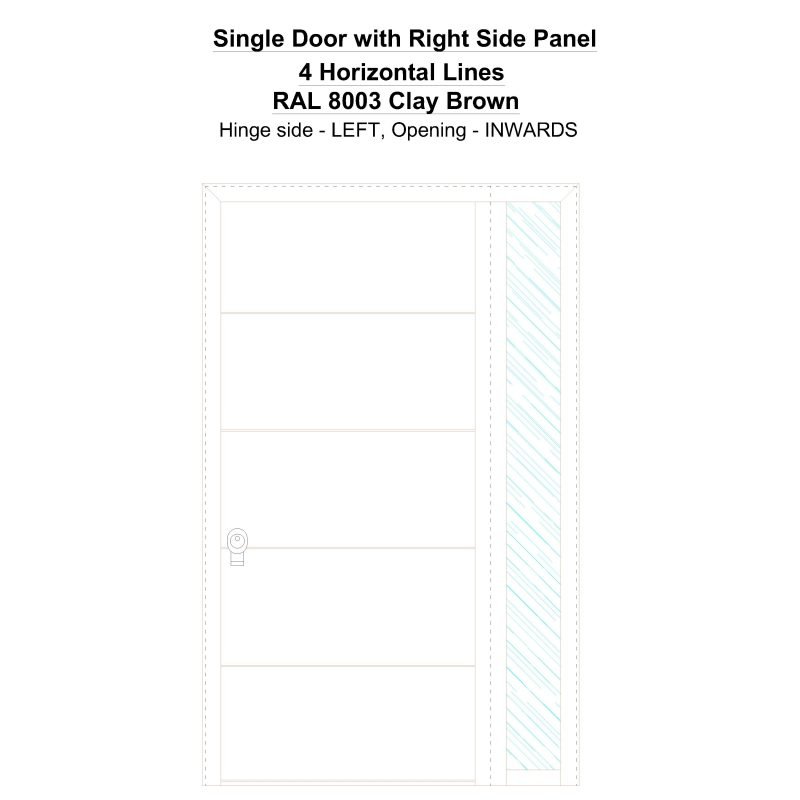 Sd1sp(right) 4 Horizontal Lines Ral 8003 Clay Brown Security Door