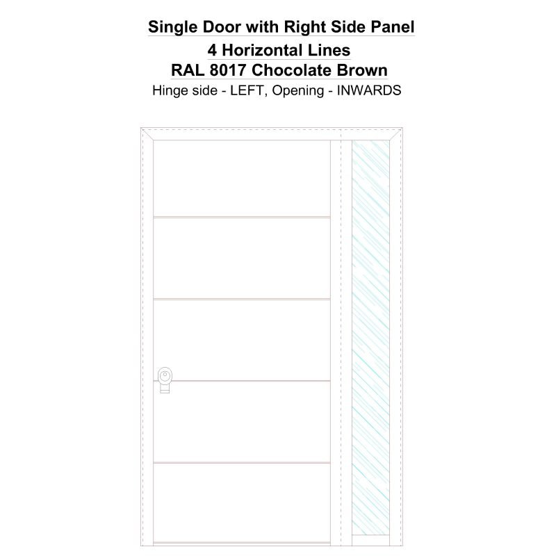 Sd1sp(right) 4 Horizontal Lines Ral 8017 Chocolate Brown Security Door