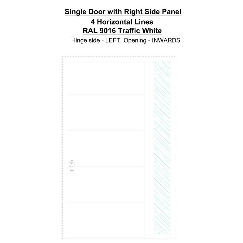 Sd1sp(right) 4 Horizontal Lines Ral 9016 Traffic White Security Door