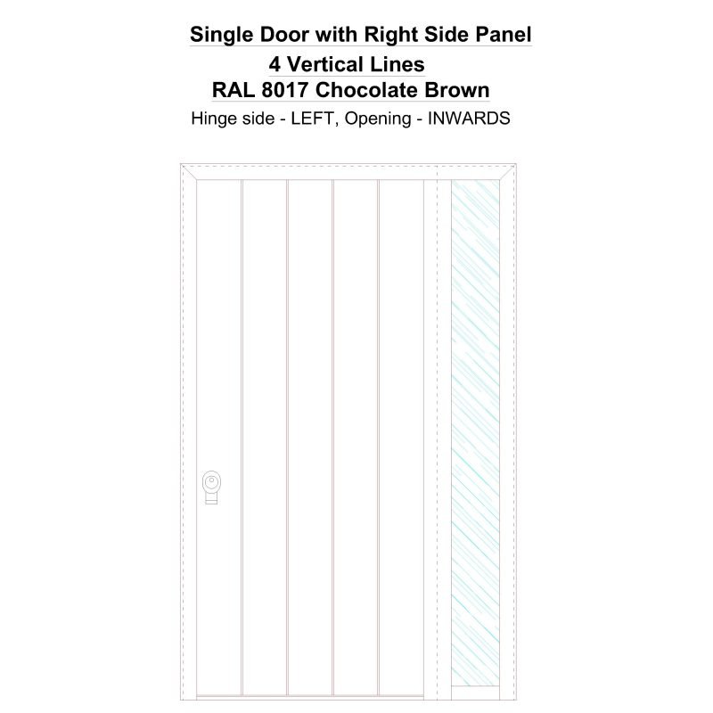 Sd1sp(right) 4 Vertical Lines Ral 8017 Chocolate Brown Security Door