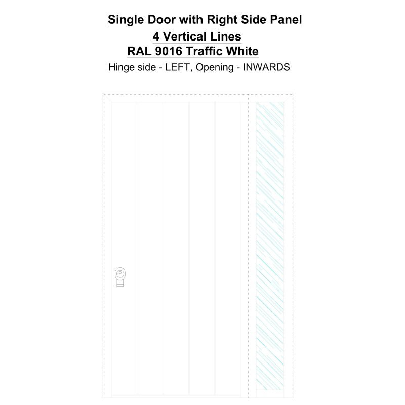Sd1sp(right) 4 Vertical Lines Ral 9016 Traffic White Security Door