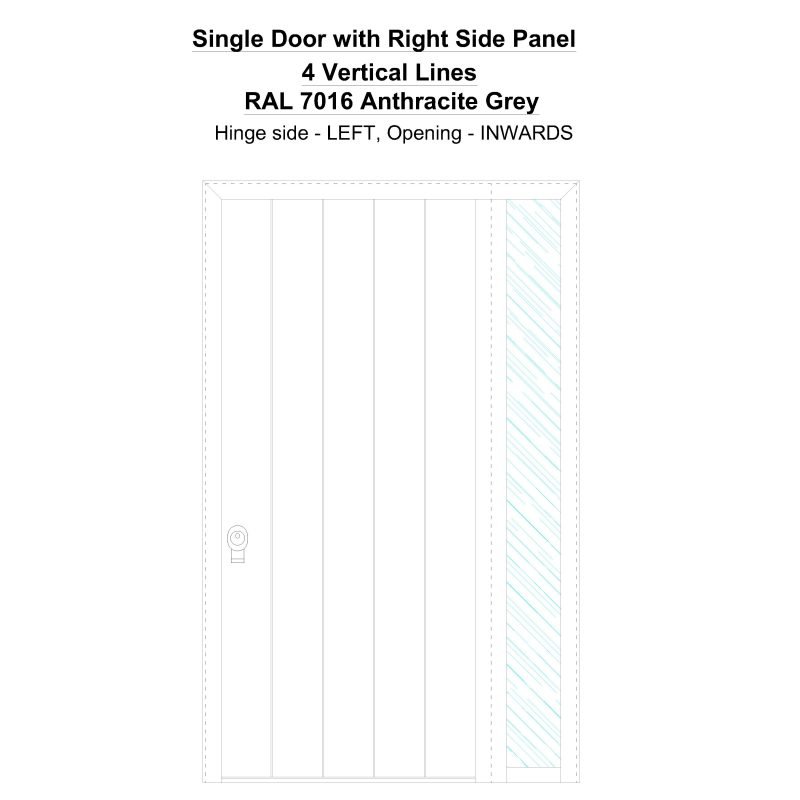 Sd1sp(right) 4 Vertical Lines Ral7016 Anthracie Grey Security Door