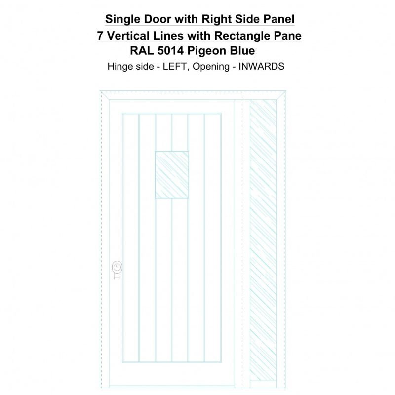 Sd1sp(right) 7 Vertical Lines With Rectangle Pane Ral 5014 Pigeon Blue Security Door