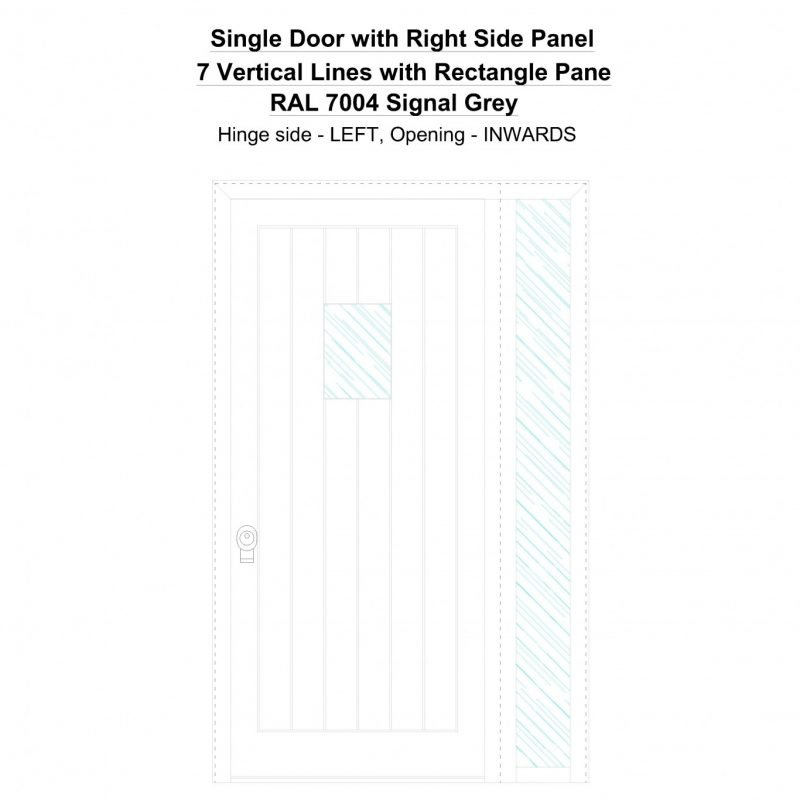 Sd1sp(right) 7 Vertical Lines With Rectangle Pane Ral 7004 Signal Grey Security Door