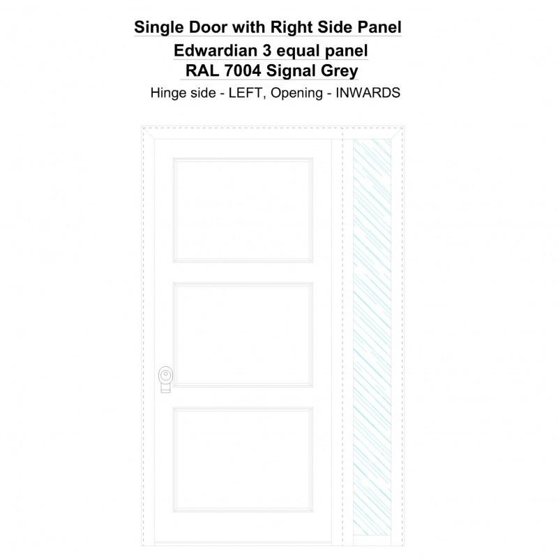 Sd1sp(right) Edwardian 3 Equal Panel Ral 7004 Signal Grey Security Door