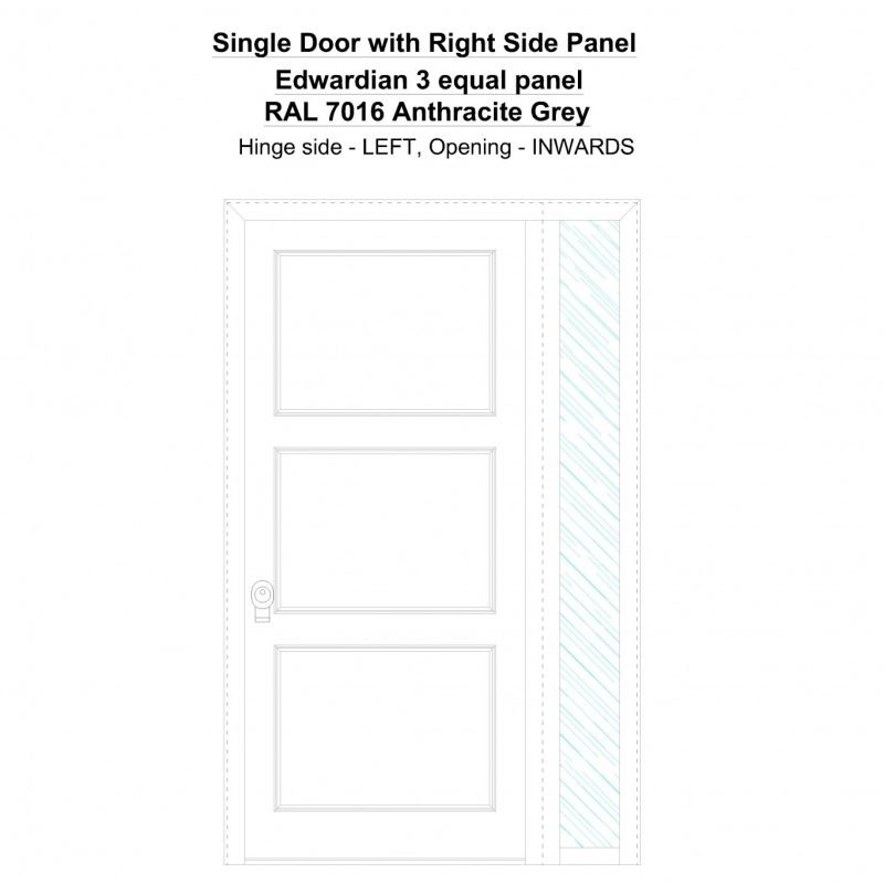 Sd1sp(right) Edwardian 3 Equal Panel Ral 7016 Anthracite Grey Security Door