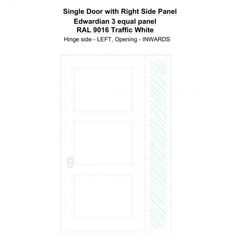 Sd1sp(right) Edwardian 3 Equal Panel Ral 9016 Traffic White Security Door