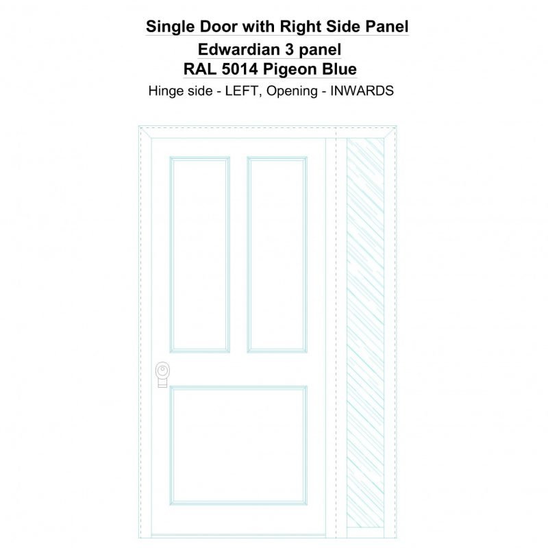 Sd1sp(right) Edwardian 3 Panel Ral 5014 Pigeon Blue Security Door