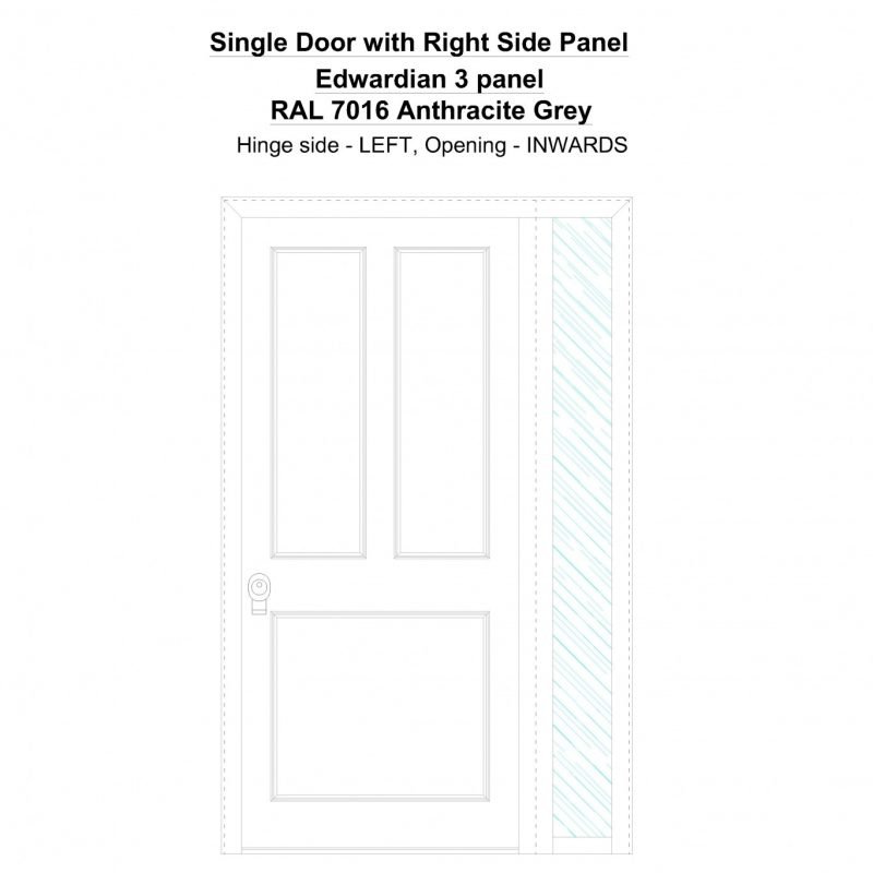 Sd1sp(right) Edwardian 3 Panel Ral 7016 Anthracite Grey Security Door