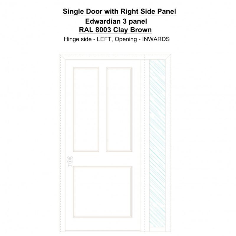 Sd1sp(right) Edwardian 3 Panel Ral 8003 Clay Brown Security Door