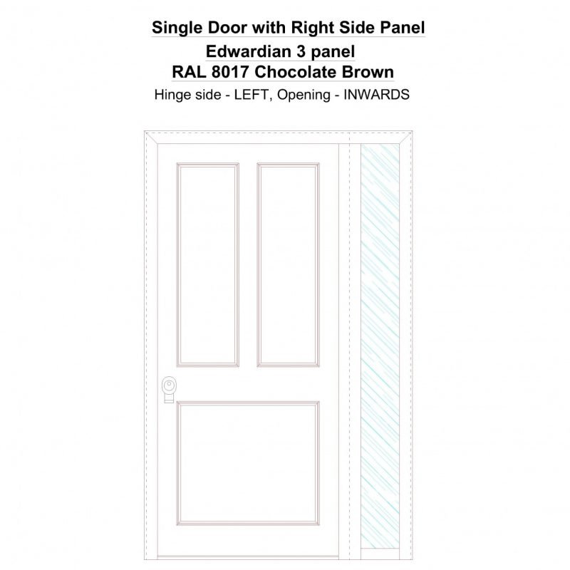 Sd1sp(right) Edwardian 3 Panel Ral 8017 Chocolate Brown Security Door