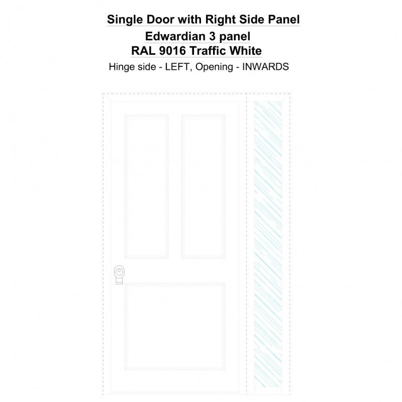 Sd1sp(right) Edwardian 3 Panel Ral 9016 Traffic White Security Door