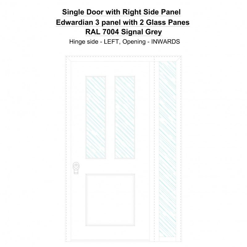 Sd1sp(right) Edwardian 3 Panel With 2 Glass Panes Ral 7004 Signal Grey Security Door