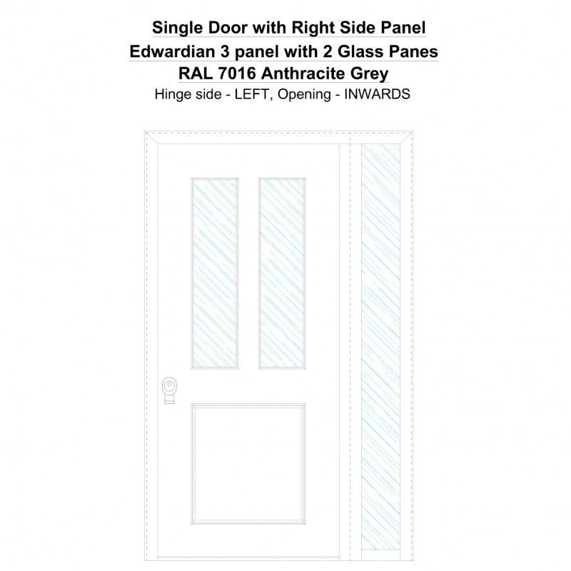 Sd1sp(right) Edwardian 3 Panel With 2 Glass Panes Ral 7016 Anthracite Grey Security Door