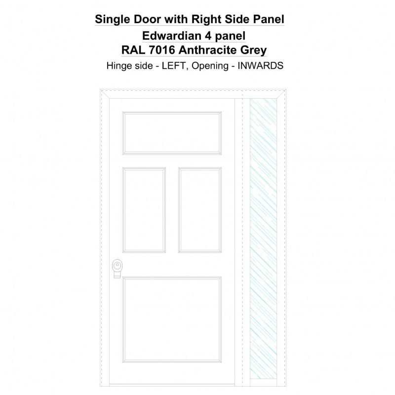 Sd1sp(right) Edwardian 4 Panel Ral 7016 Anthracite Grey Security Door