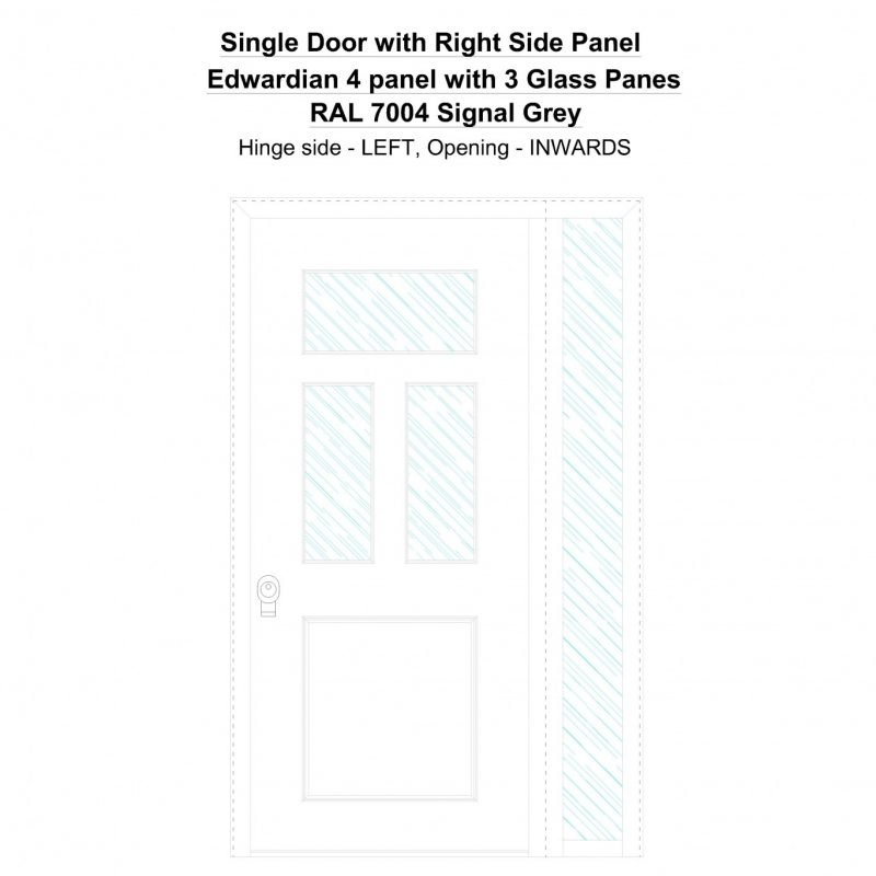 Sd1sp(right) Edwardian 4 Panel With 3 Glass Panes Ral 7004 Signal Grey Security Door