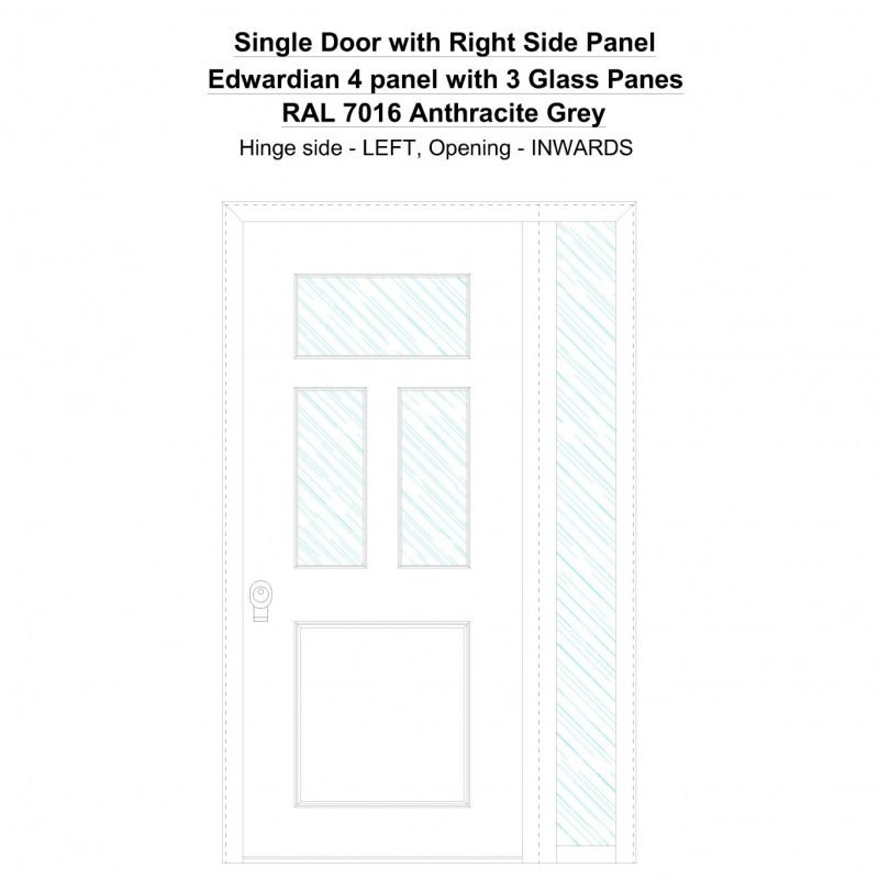 Sd1sp(right) Edwardian 4 Panel With 3 Glass Panes Ral 7016 Anthracite Grey Security Door