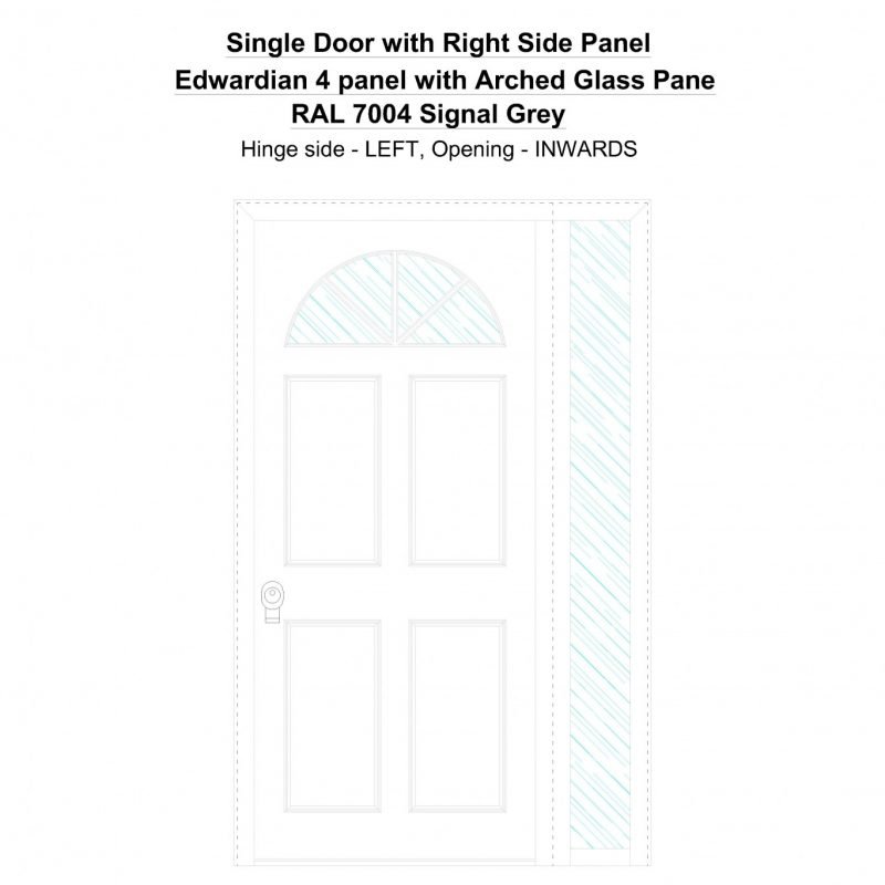 Sd1sp(right) Edwardian 4 Panel With Arched Glass Pane Ral 7004 Signal Grey Security Door