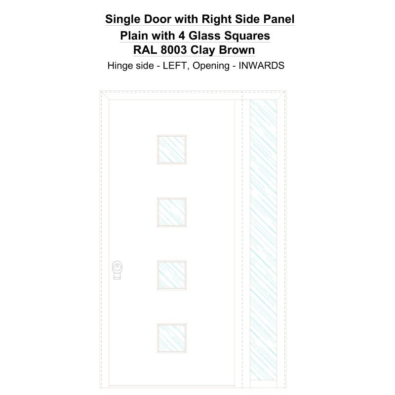 Sd1sp(right) Plain With 4 Glass Squares Ral 8003 Clay Brown Security Door