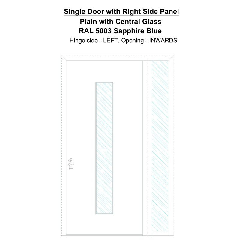 Sd1sp(right) Plain With Central Glass Ral 5003 Sapphire Blue Security Door