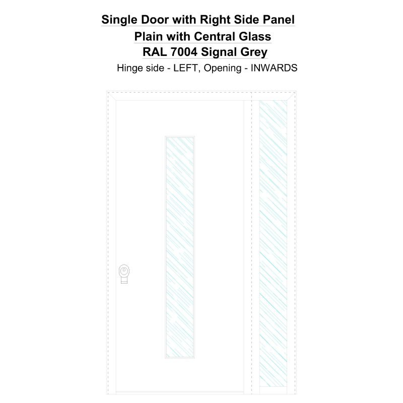 Sd1sp(right) Plain With Central Glass Ral 7004 Signal Grey Security Door