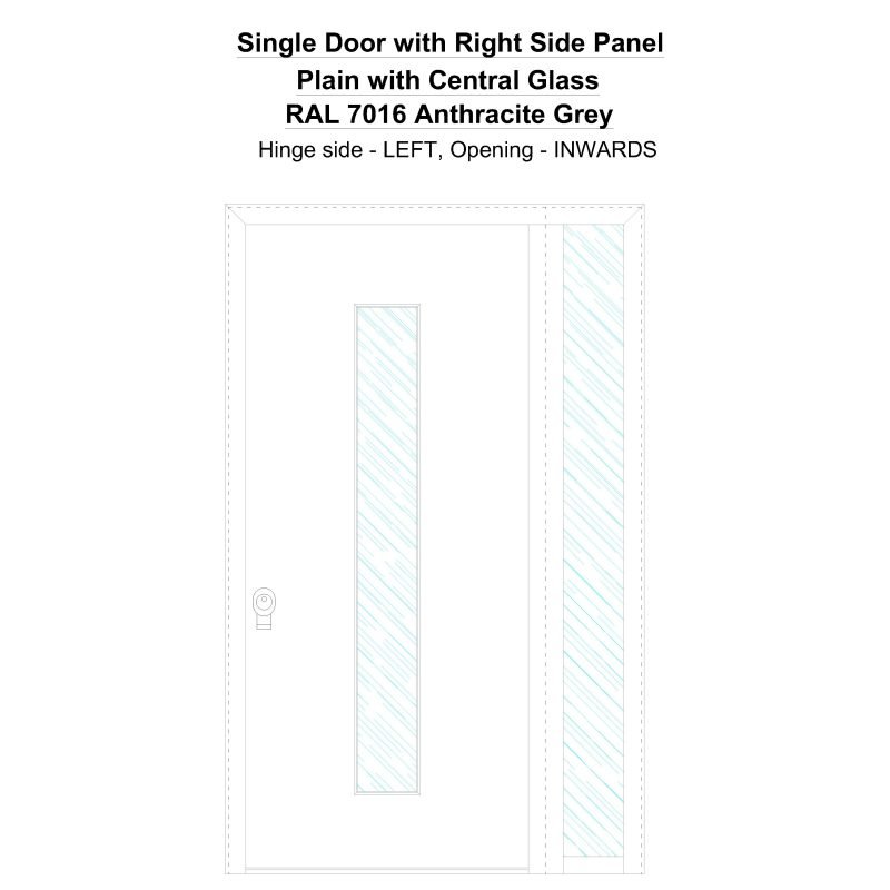 Sd1sp(right) Plain With Central Glass Ral 7016 Anthracite Grey Security Door