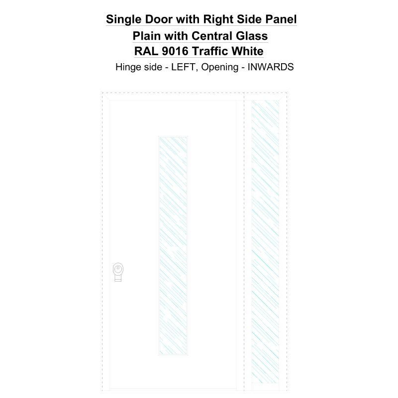 Sd1sp(right) Plain With Central Glass Ral 9016 Traffic White Security Door