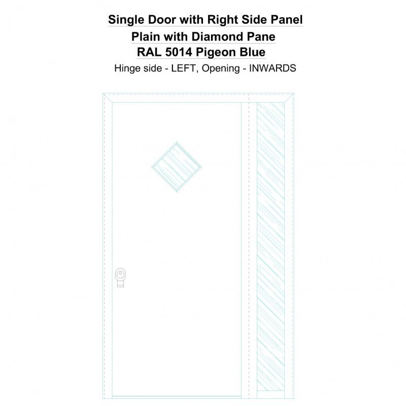 Sd1sp(right) Plain With Diamond Pane Ral 5014 Pigeon Blue Security Door