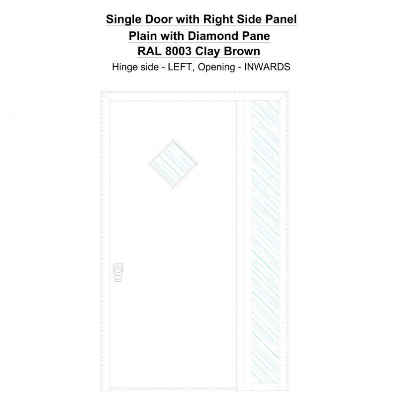 Sd1sp(right) Plain With Diamond Pane Ral 8003 Clay Brown Security Door