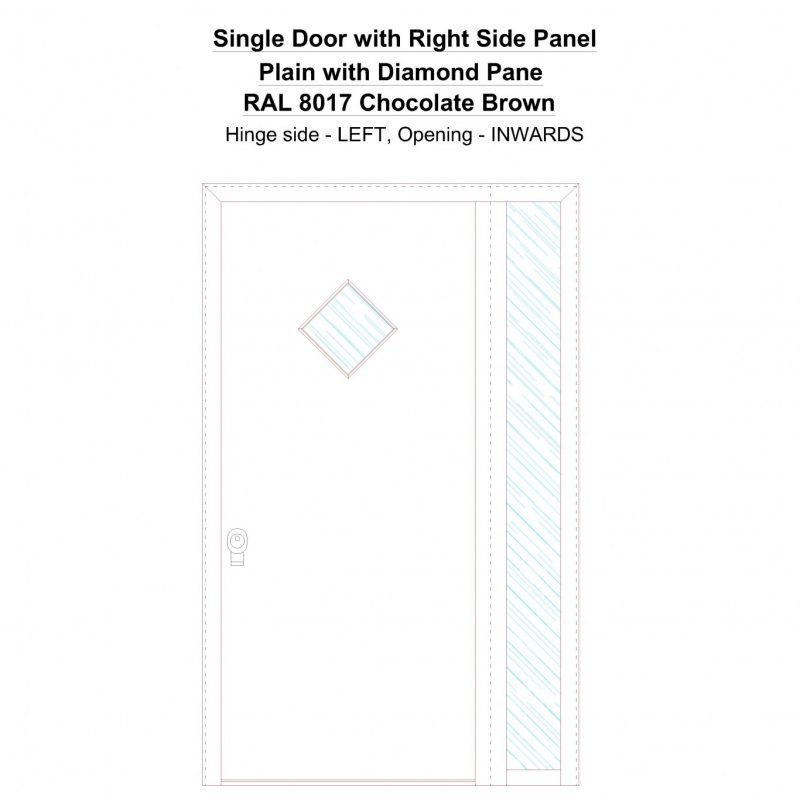 Sd1sp(right) Plain With Diamond Pane Ral 8017 Chocolate Brown Security Door